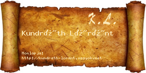 Kundráth Lóránt névjegykártya